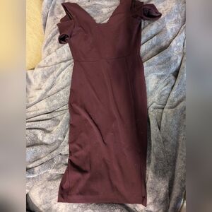 Express Red Asymmetrical Midi Dress Sheath